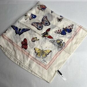 ECHO For TALBOTS Bright BUTTERFLIES SILK  34" Square Scarf Excellent Condition